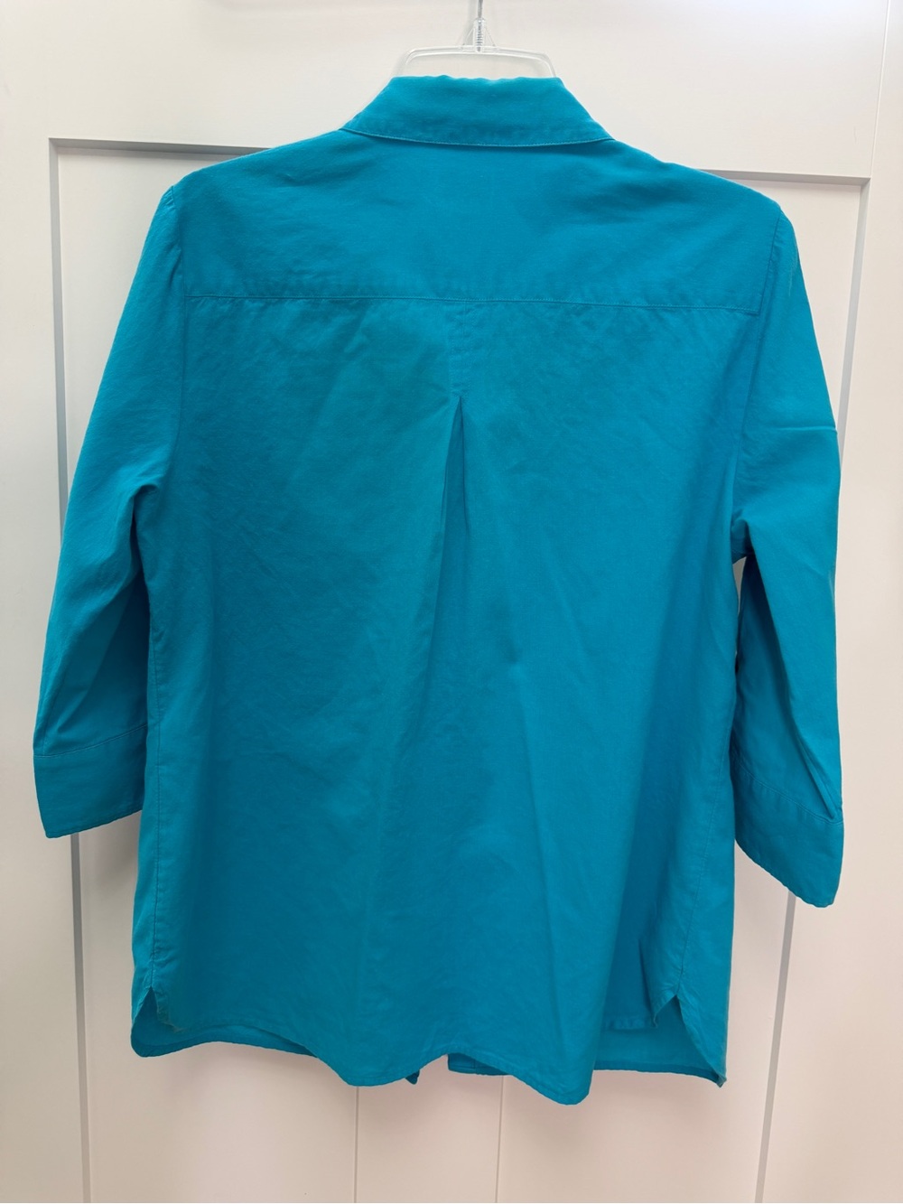 Chico's Teal Button-Front Shirt with Three-Quarter Sleeves - Picture 5 of 11